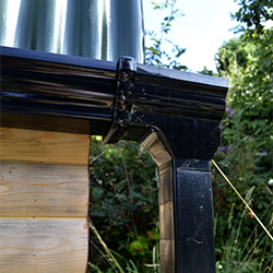 Water: The guttering collects rainwater into a container bellow